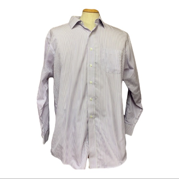 Sz17.5 Brooks Brothers Button Down Shirt 👔 Lavender and White - Picture 2 of 6